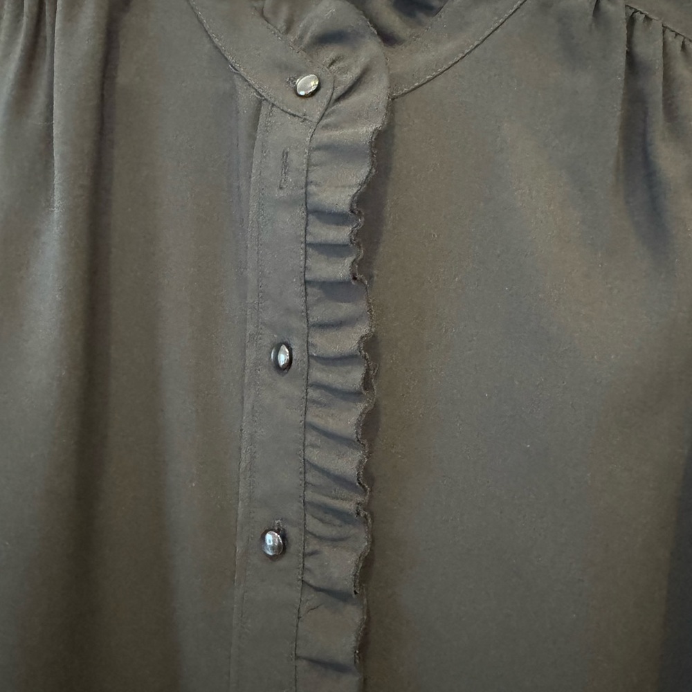 J. Crew Black Ruffled Blouse